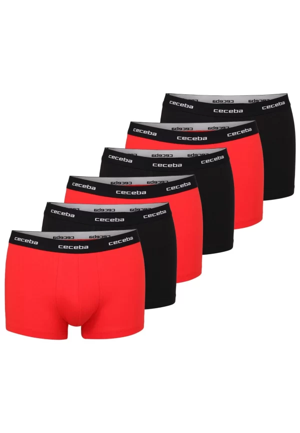 CECEBA Boxershorts CECEBA Herren Pants Rot Uni 6er Pack (6-St) 1
