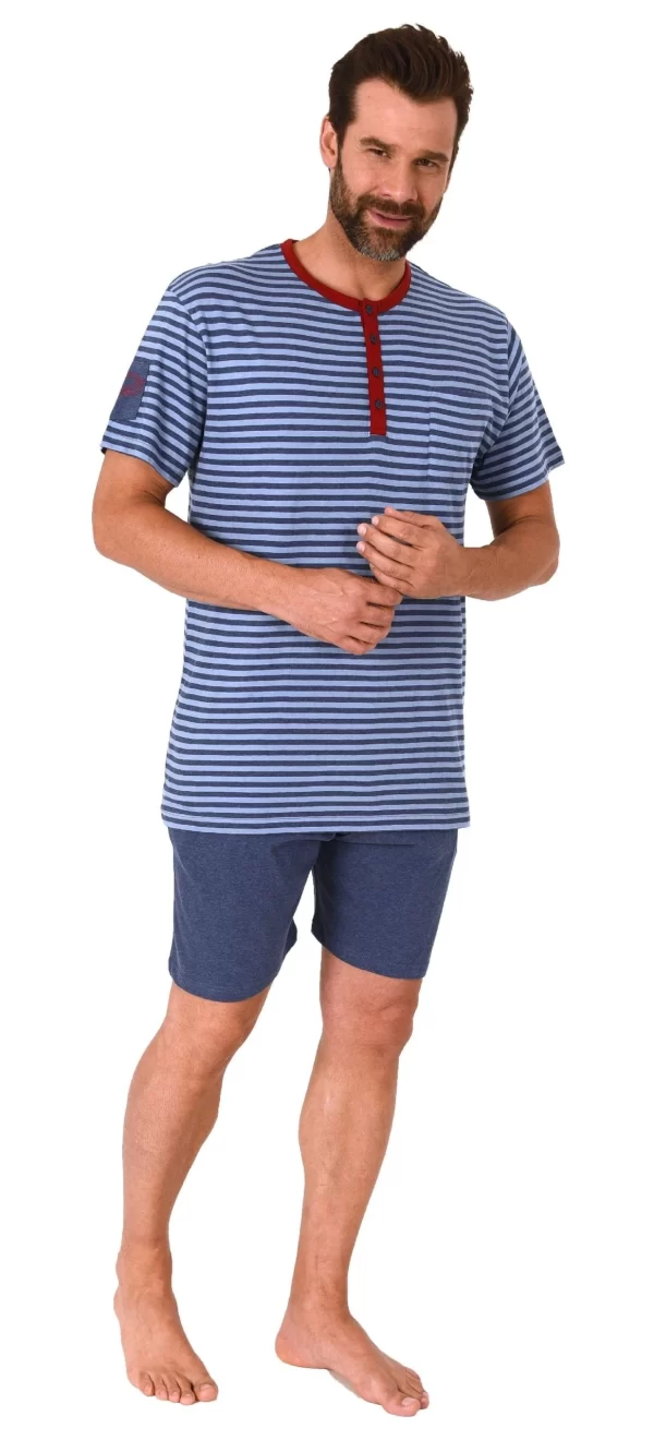 Normann Pyjama Herren Schlafanzug Kurzarm Shorty Pyjama In Toller Streifenoptik – 122 105 90 775 3