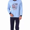 Normann Pyjama Herren Langarm Schlafanzug Mit Bündchen Pyjama In Tollen Farben Und Mit Frontprint 8
