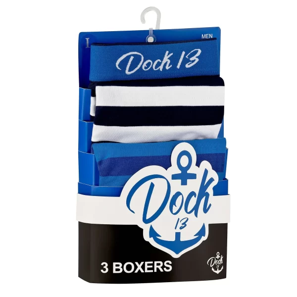 Dock13 Retro Boxer Dock13 Männer Boxershorts Maritim (3er Pack Boxers (3er-Pack, 3-St., 3er-Pack) Mit Logo Als Stickerei, Gewebtem Bund,eleganter Verpackung,Dreierpack,ohne Eingriff,Design Aus Norddeutschland 3