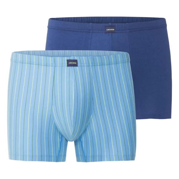 CECEBA Langer Boxer CECEBA Herren Long-Pants Blau Längsgestreift 2er P (2-St) 1