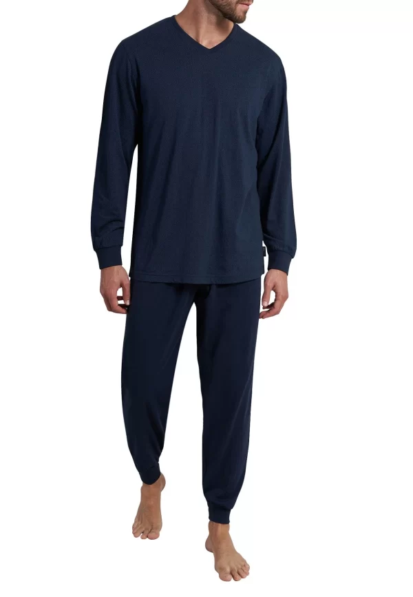 CECEBA Pyjama CECEBA Herren Pyjama Blau Minimal (1 Tlg) 1