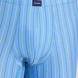 CECEBA Langer Boxer CECEBA Herren Long-Pants Blau Längsgestreift 2er P (2-St) 15