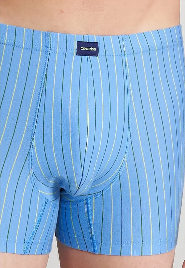 CECEBA Langer Boxer CECEBA Herren Long-Pants Blau Längsgestreift 2er P (2-St) 6