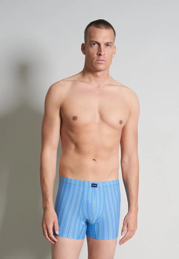 CECEBA Langer Boxer CECEBA Herren Long-Pants Blau Längsgestreift 2er P (2-St) 3