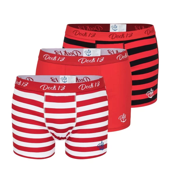 Dock13 Retro Boxer Dock13 Männer Boxershorts Maritim (3er Pack Boxers (3er-Pack, 3-St., 3er-Pack) Mit Logo Als Stickerei, Gewebtem Bund,eleganter Verpackung,Dreierpack,ohne Eingriff,Design Aus Norddeutschland 1