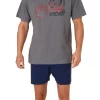 RELAX By Normann Pyjama Lässiger Herren Schlafanzug, Kurzarm Shorty Pyjama Mit Rundhals – 122 105 10 904 19