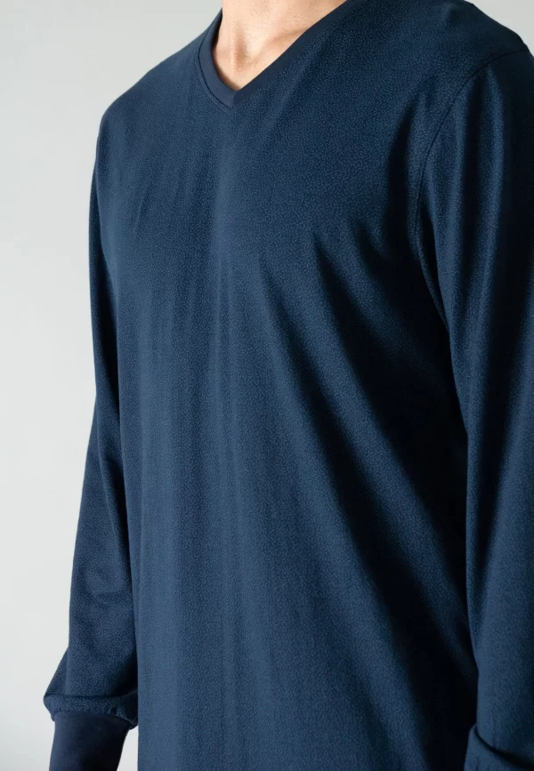 CECEBA Pyjama CECEBA Herren Pyjama Blau Minimal (1 Tlg) 5