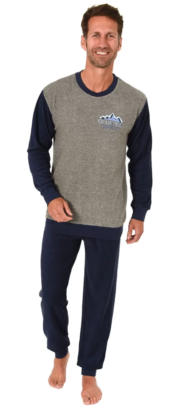 Normann Pyjama Herren Frottee Pyjama Langarm Schlafanzug Mit Bündchen – 291 101 13 573 1