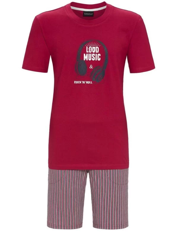 Ringella Shorty Herren Schlafanzug Mit Kopfhörer Motivdruck 2241308 – Rot – Sommerpyjama (2 Tlg) 1