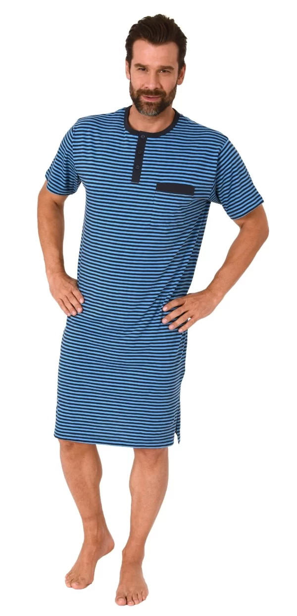 Normann Pyjama Herren Kurzarm Nachthemd In Streifenoptik – 122 111 90 504 1