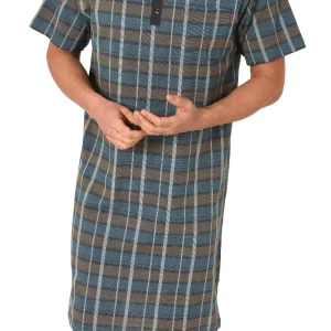 Normann Pyjama Herren Kurzarm Nachthemd Mit Knopfleiste Am Hals – Auch In Übergrössen -122 111 90 943 9