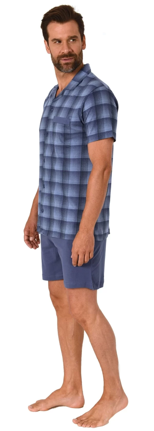 Normann Pyjama Durchknöpfbarer Herren Shorty Kurzarm Schlafanzug In Karo-Optik, Auch In Übergrösse -64831 3