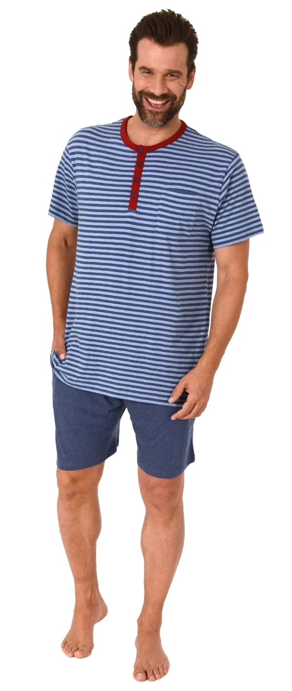 Normann Pyjama Herren Schlafanzug Kurzarm Shorty Pyjama In Toller Streifenoptik – 122 105 90 775 1