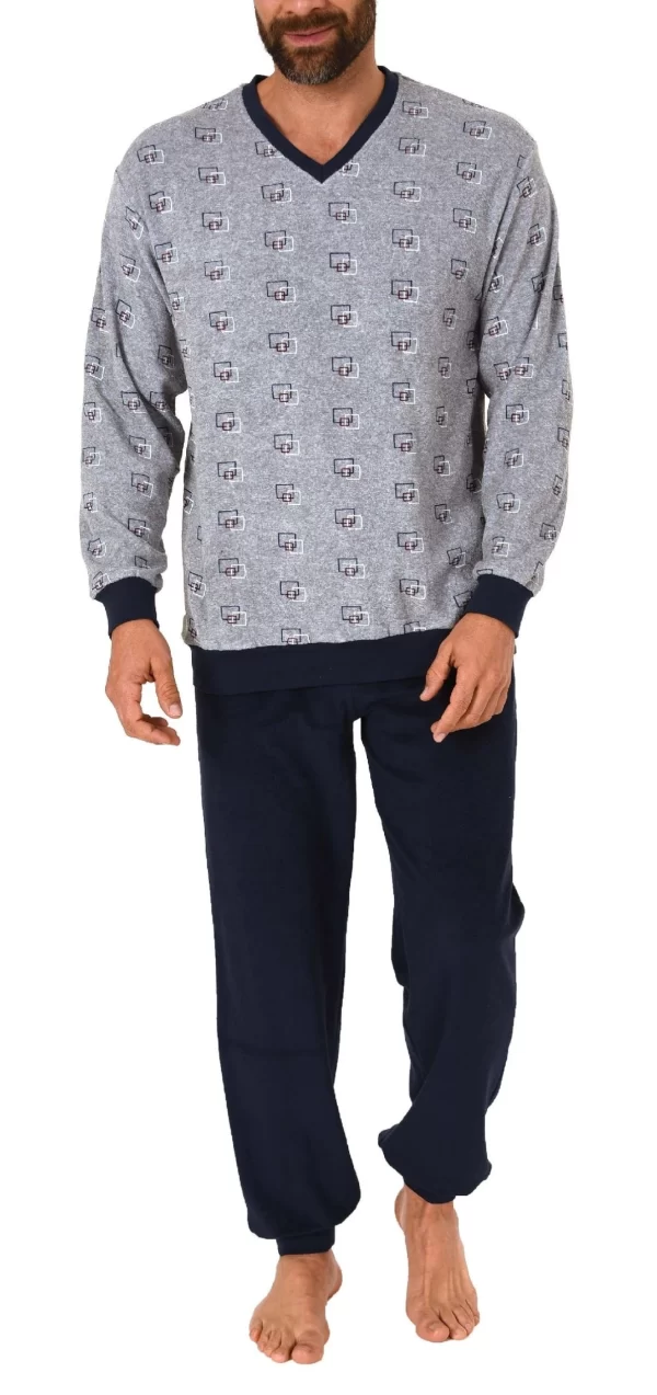 Normann Pyjama Herren Frottee Pyjama Lang Mit Bündchen – Auch In Übergrössen Bis Gr. 70 – 291 101 93 454 1