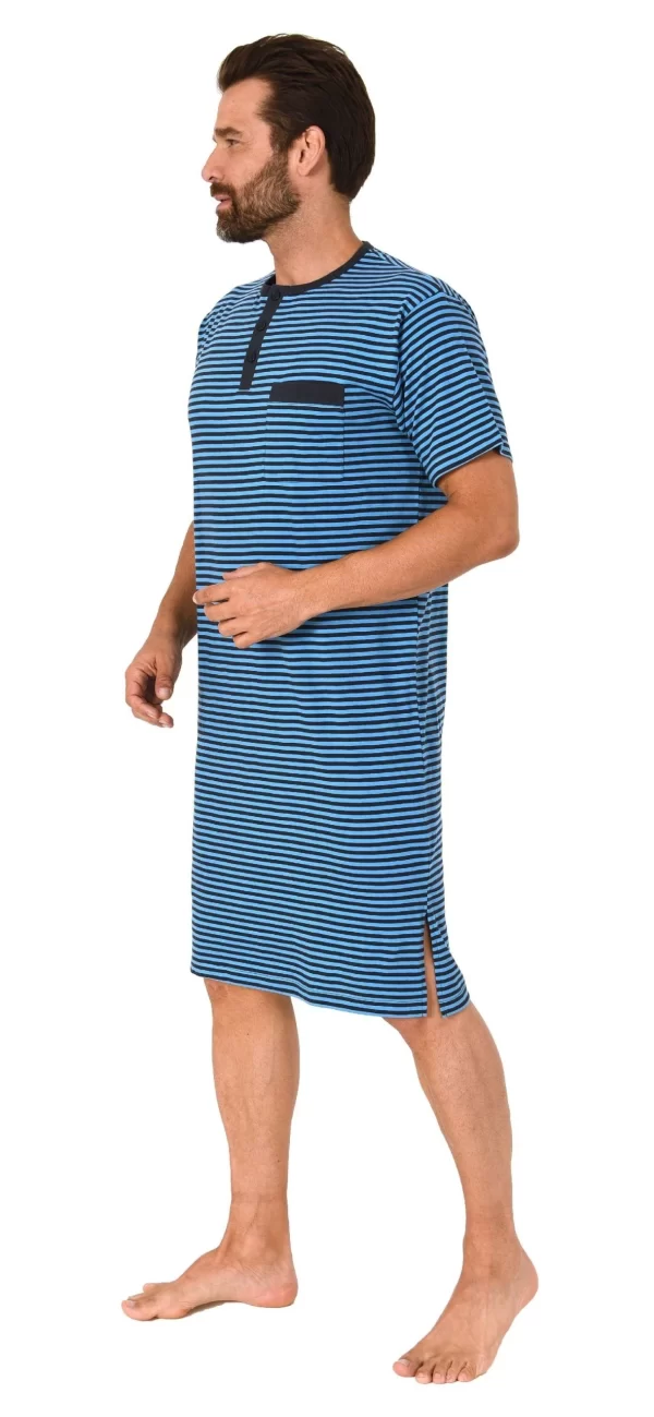 Normann Pyjama Herren Kurzarm Nachthemd In Streifenoptik – 122 111 90 504 3