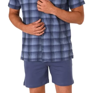 Normann Pyjama Durchknöpfbarer Herren Shorty Kurzarm Schlafanzug In Karo-Optik, Auch In Übergrösse -64831 12