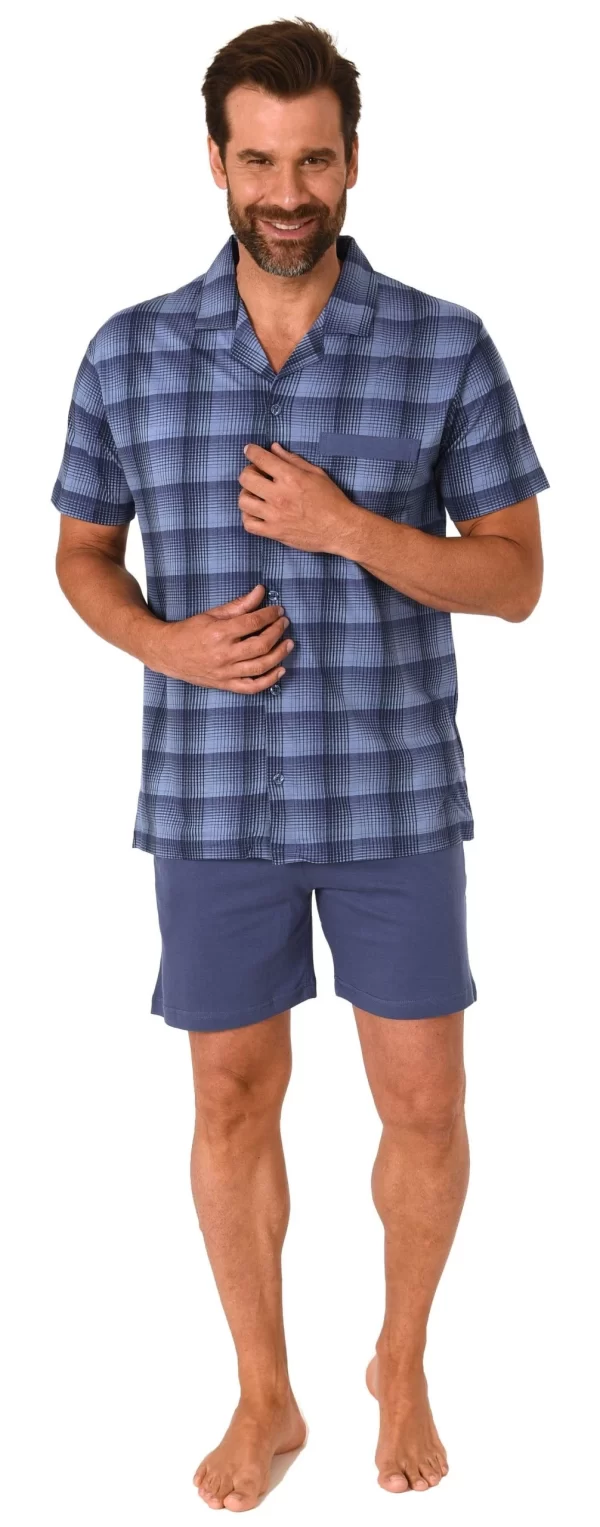 Normann Pyjama Durchknöpfbarer Herren Shorty Kurzarm Schlafanzug In Karo-Optik, Auch In Übergrösse -64831 4