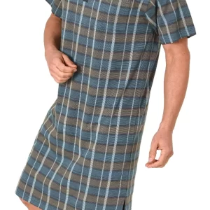 Normann Pyjama Herren Kurzarm Nachthemd Mit Knopfleiste Am Hals – Auch In Übergrössen -122 111 90 943 11